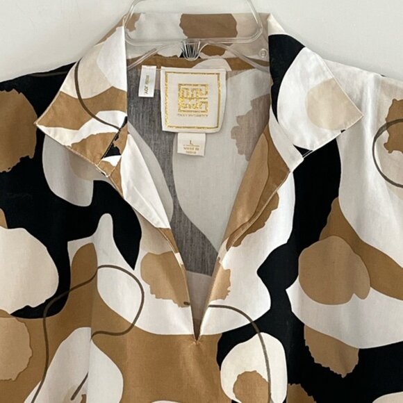 Emily McCarthy Poppy Top Abstract Cheetah Cotton Neutral Contemporary Size Large - Picture 2 of 16